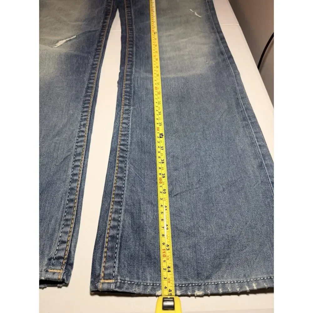 True Religion Billy Big T Distressed Jeans Mens 34 Blue Made In USA Y2K